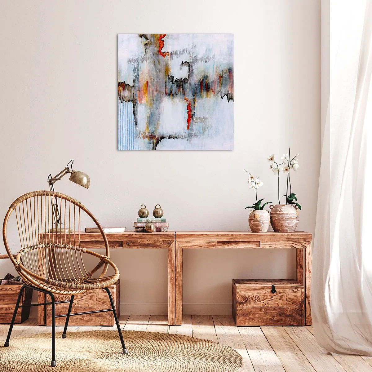 Canvas picture - With a Stick on Water - 60x60 cm