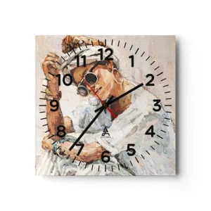 Wall clock - Clock on glass - Portrait in Full Sun - 40x40 cm