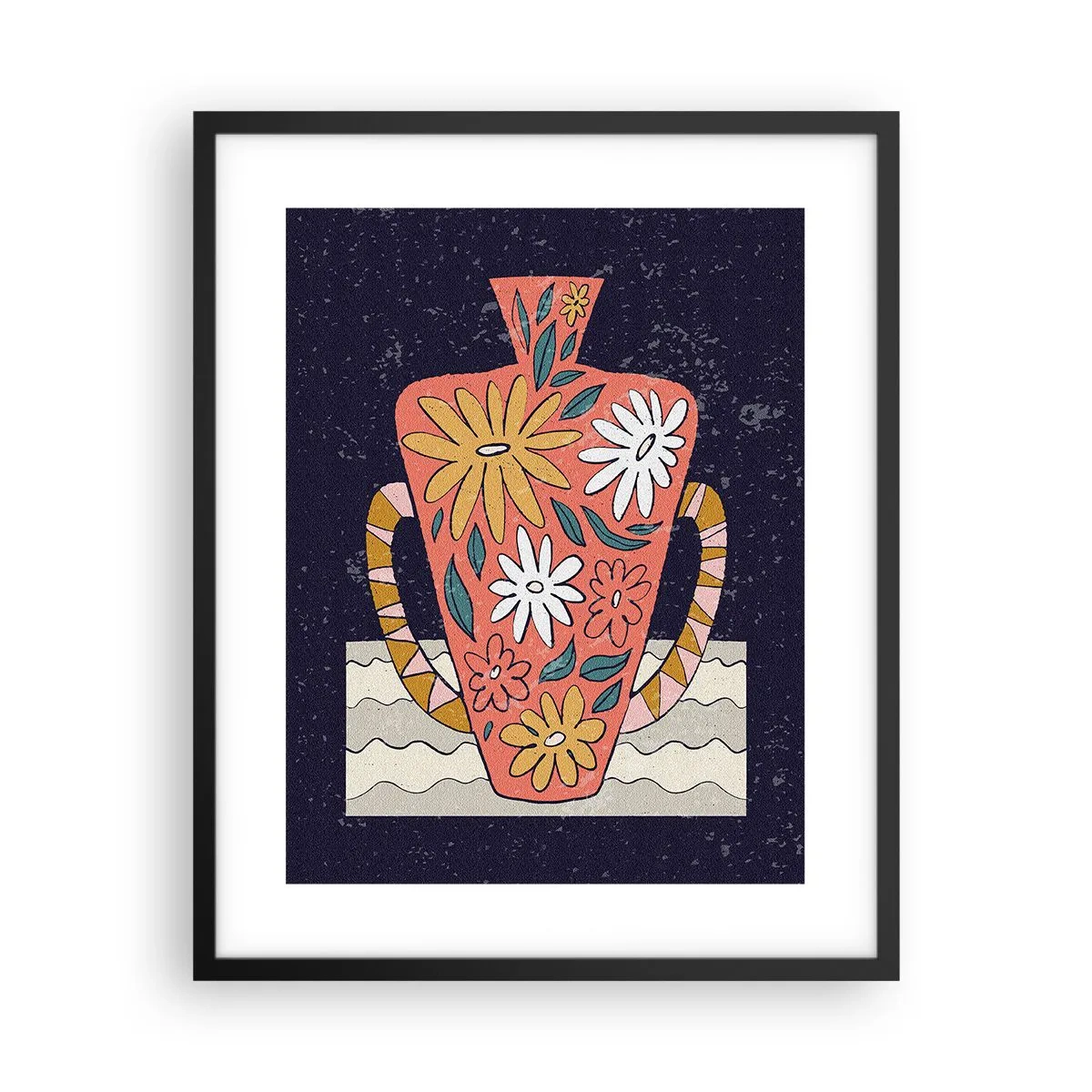 Poster in black frame - Painted Vase - 40x50 cm