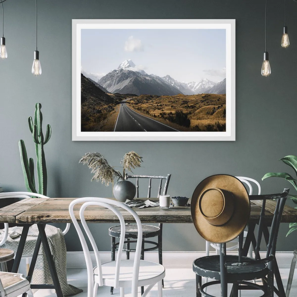 Poster in white frmae - Road to the Heart of the Mountains - 40x30 cm