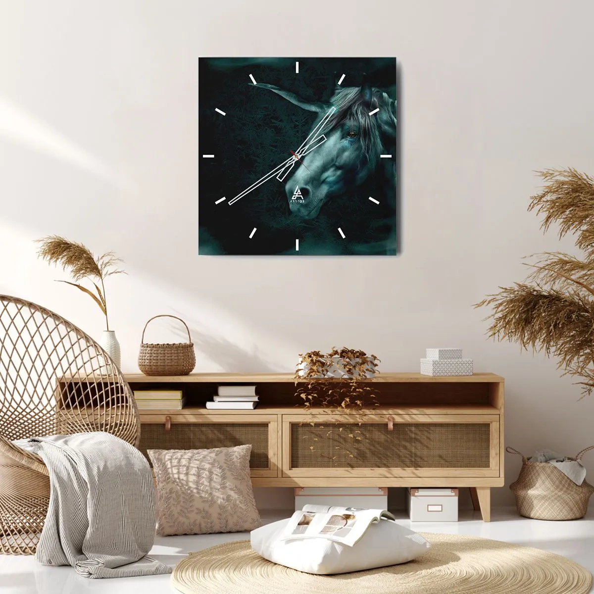 Wall clock - Clock on glass - In an Enchanted Forest - 30x30 cm