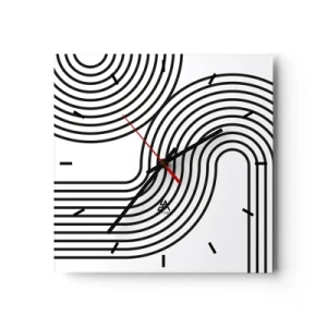 Wall clock - Clock on glass - On the Curve - 40x40 cm