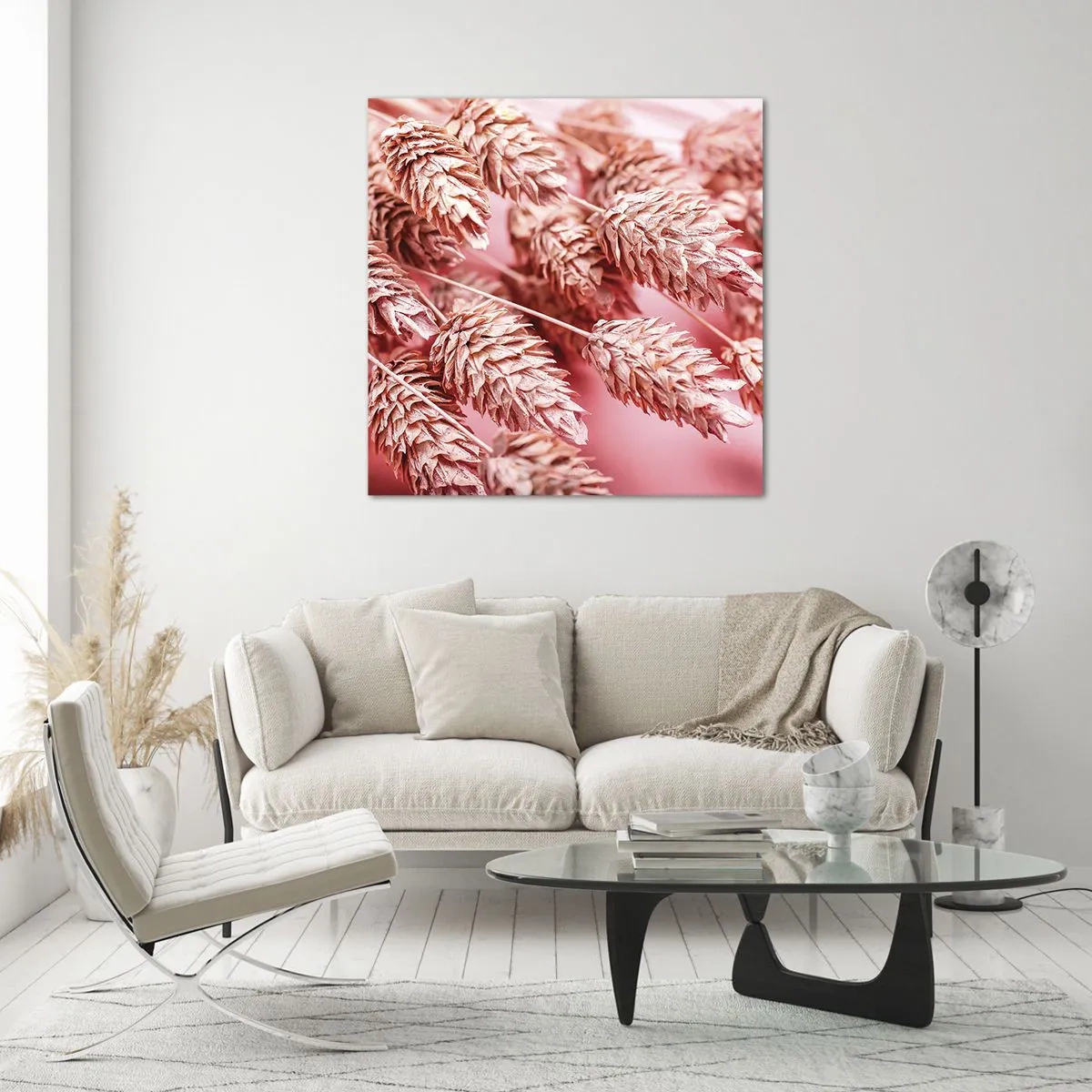 Glass picture - Flowery Cascade in Pink - 60x60 cm