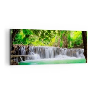 Canvas picture - Cascade in Green - 100x40 cm
