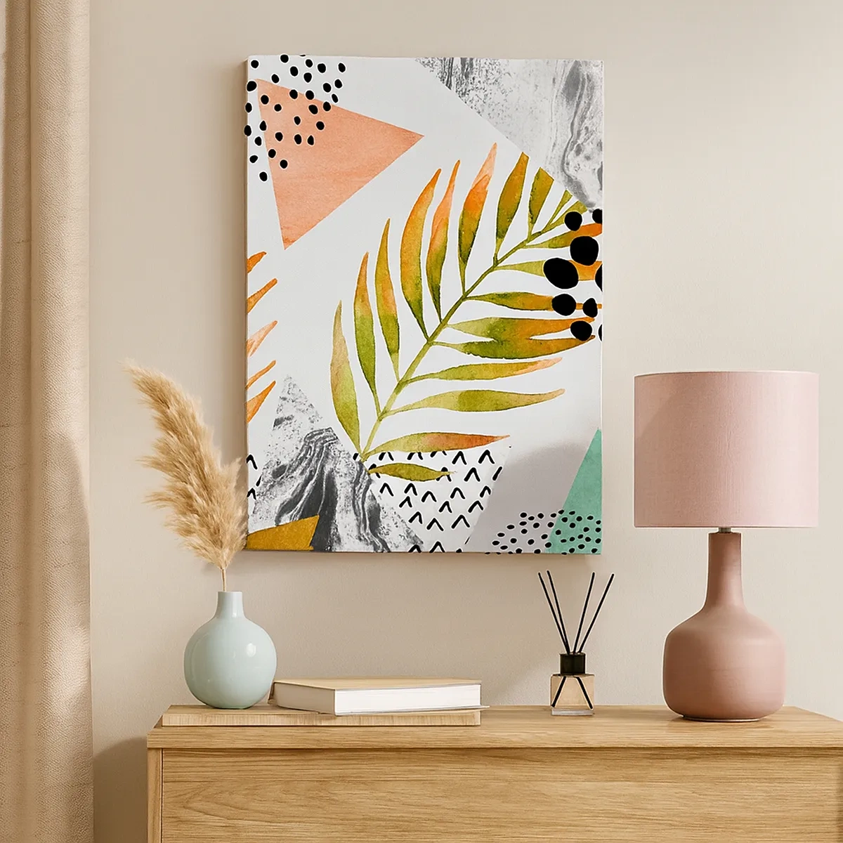 Canvas picture - Decorated with a Palm Leaf - 50x70 cm