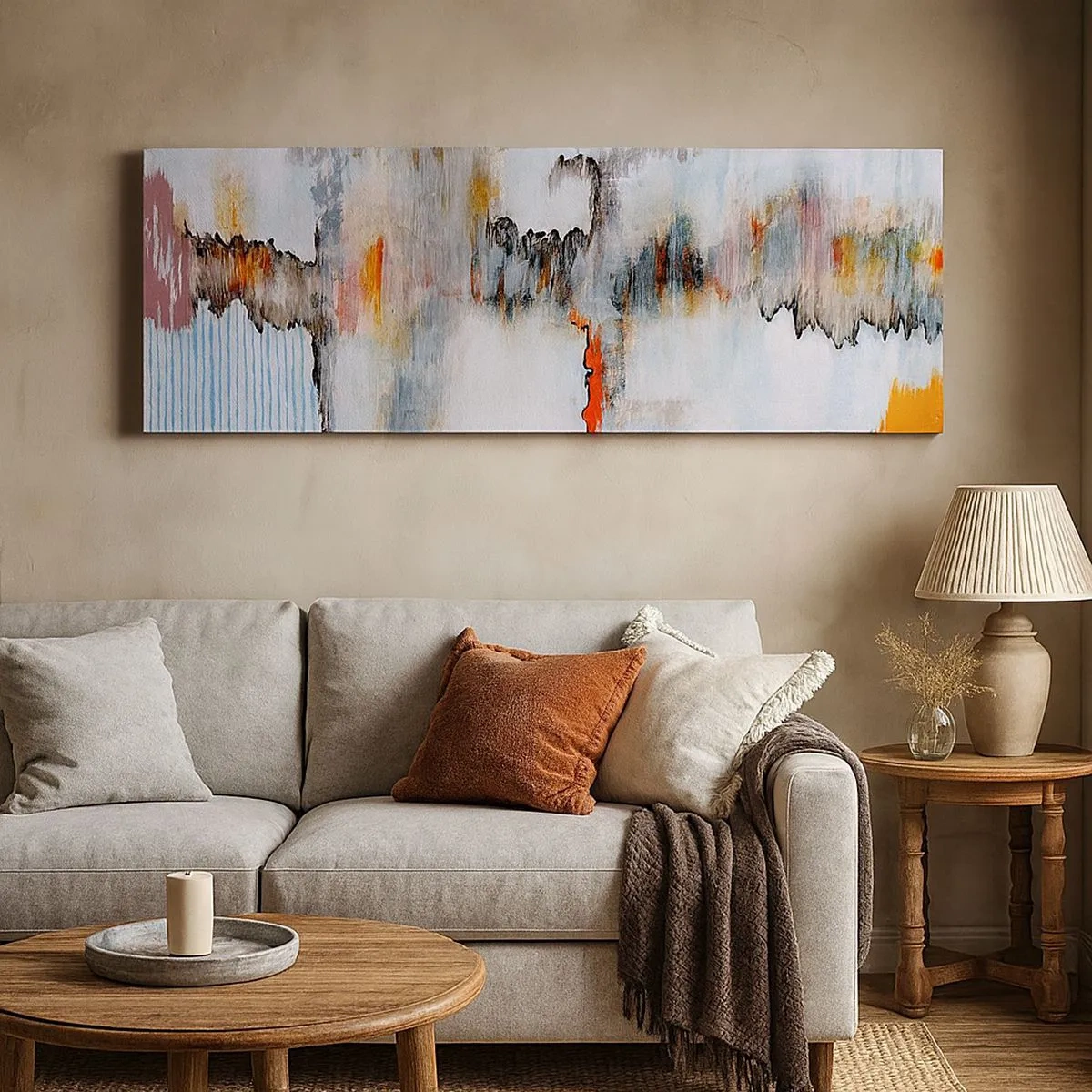 Canvas picture - With a Stick on Water - 100x40 cm