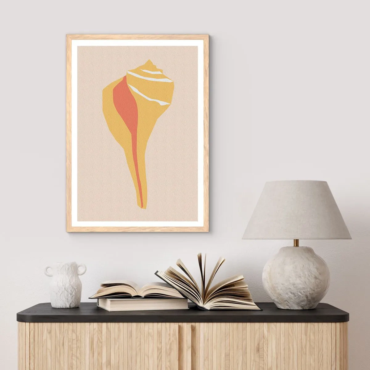 Poster in light oak frame - Organic Abstract - Rise - 50x70 cm