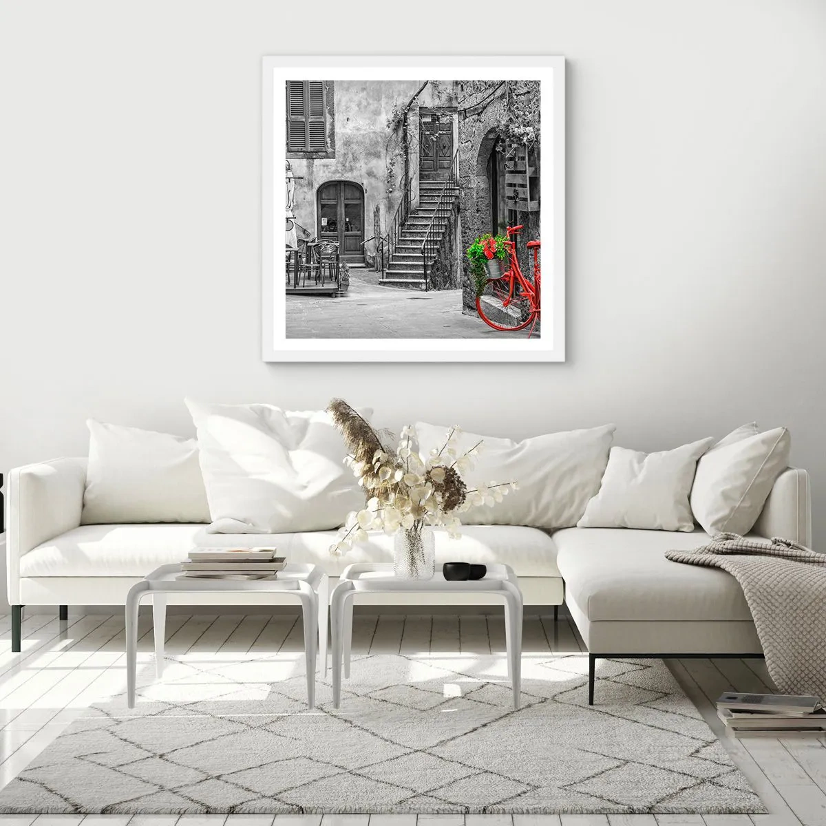 Poster in white frmae - Tuscan Alley - 40x40 cm