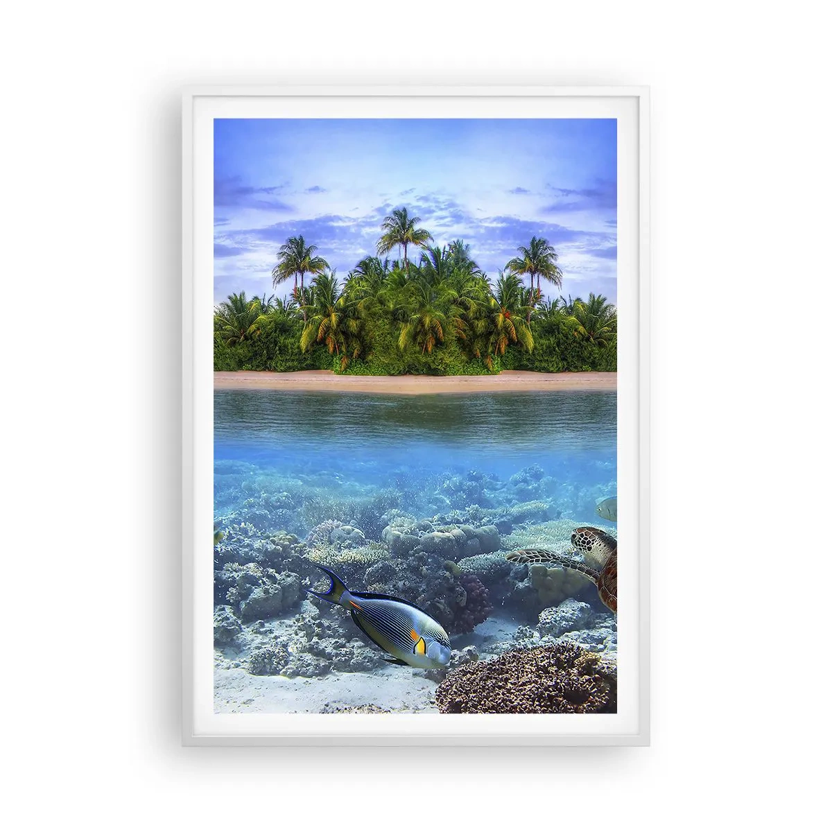 Poster in white frmae - Heavenly Island Invites You - 70x100 cm