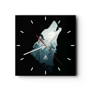Wall clock - Clock on glass - Sound of a Night Forest - 40x40 cm