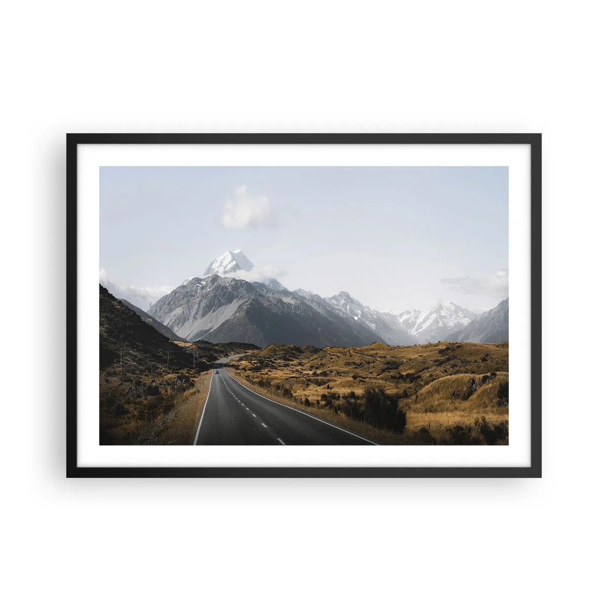 Poster in black frame - Road to the Heart of the Mountains - 70x50 cm