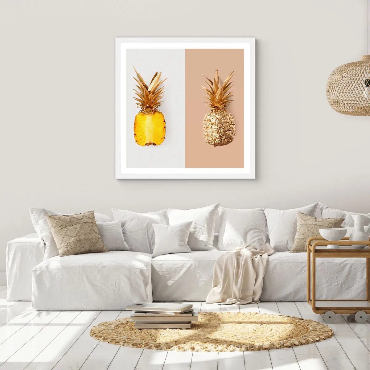 Poster in white frmae - Pineapple for Us - 60x60 cm