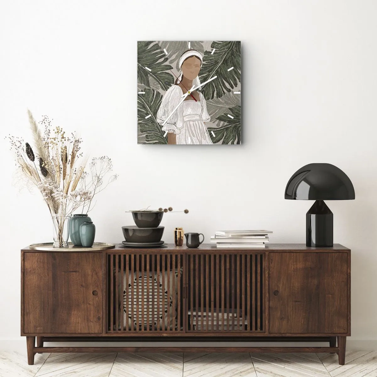 Wall clock - Clock on glass - Exotic Portrait - 40x40 cm