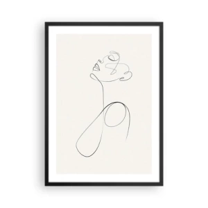 Poster in black frame - A minimalist line creating a woman's silhouette - 50x70cm - Entangled in Dreams - Modern wall decoration for the living room and bedroom ARTTOR
