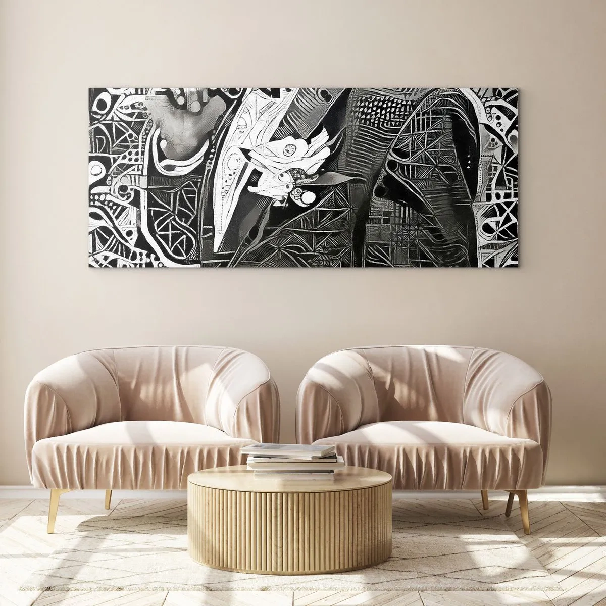 Glass picture - Elegant in Grey - 140x50 cm