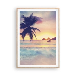 Poster in light oak frame - Evening in a Bay - 70x100 cm