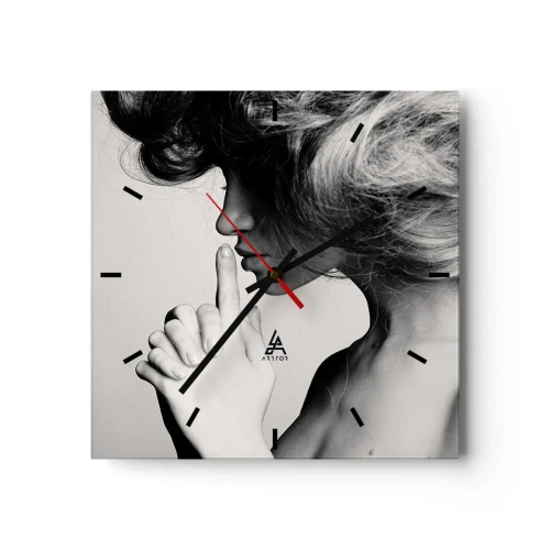 Wall clock - Clock on glass - Listening to Herself - 40x40 cm