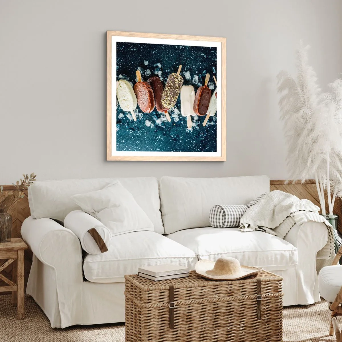 Poster in light oak frame - Taste of the Hot Summer - 30x30 cm