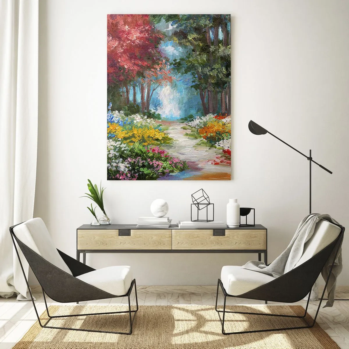 Glass picture - Wood Garden, Flowery Forest - 50x70 cm