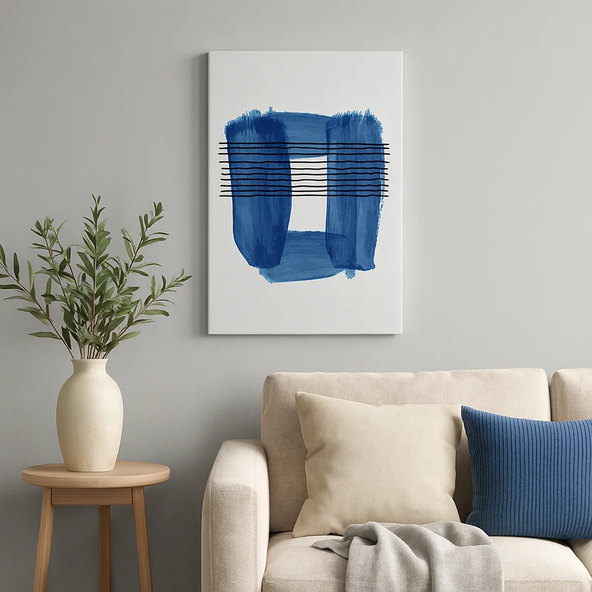 Canvas picture - Blue and Black Composition - 50x70 cm