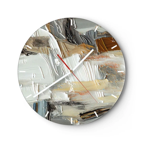 Wall clock - Clock on glass - Layers of Colour - 40x40 cm