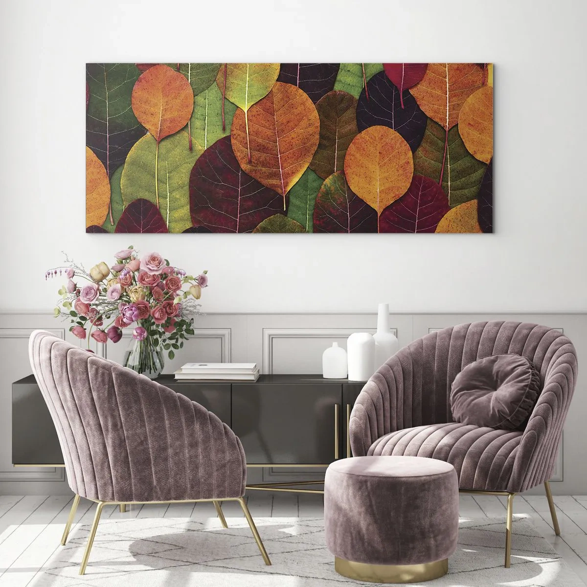 Glass picture - Autumn Mosaics - 90x30 cm
