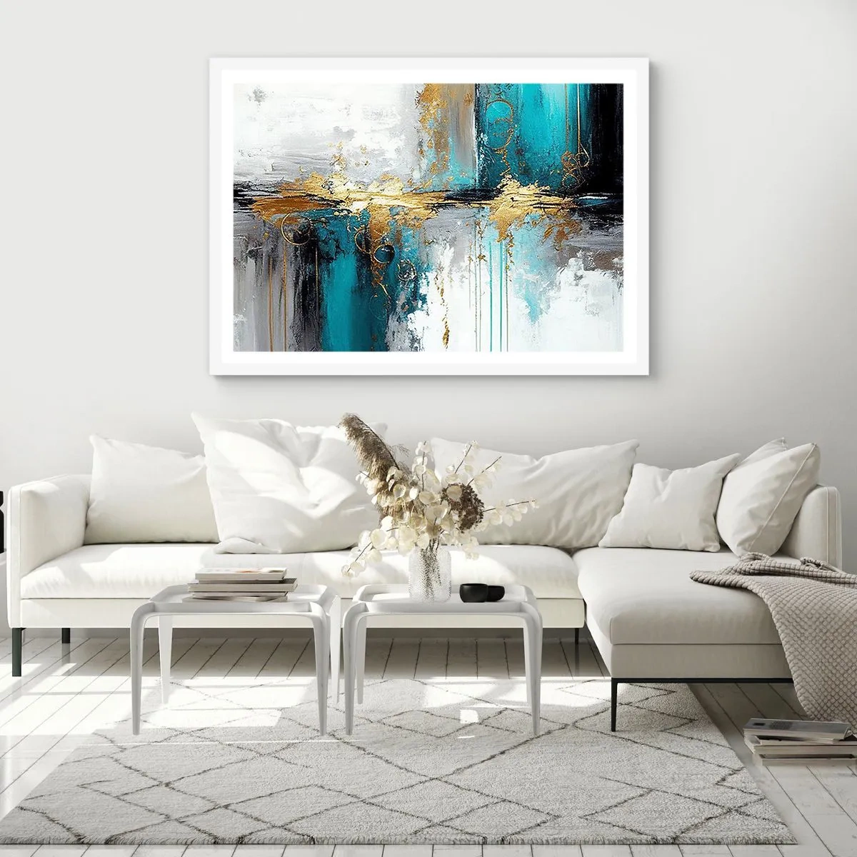 Poster in white frmae - Everything Flows - 100x70 cm