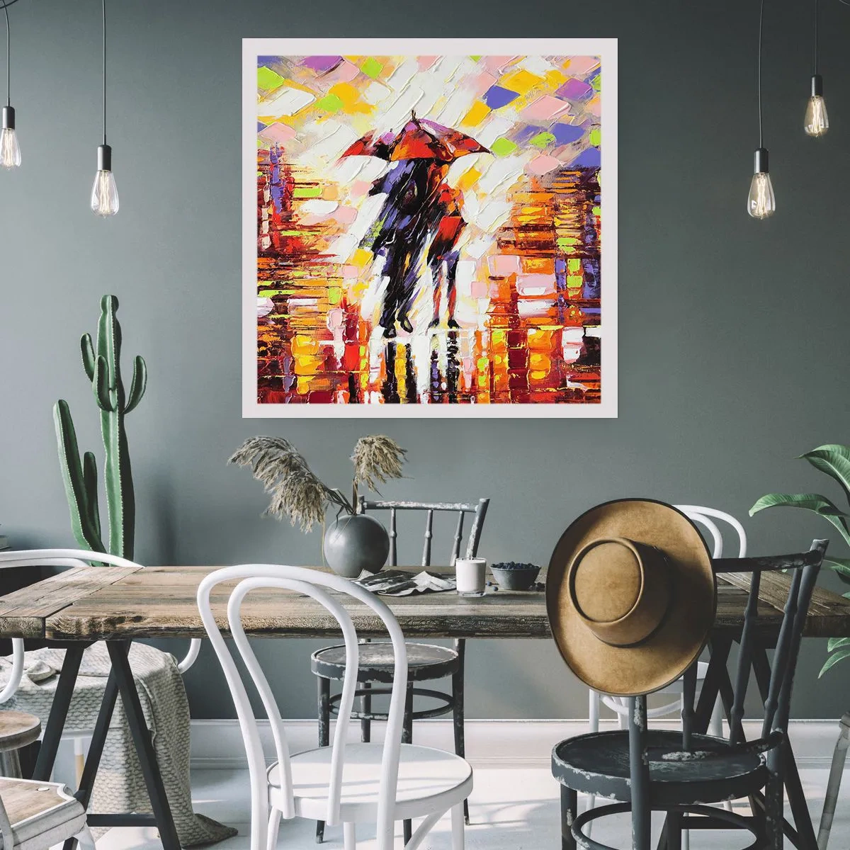 Poster - Together through Night and Rain - 60x60 cm