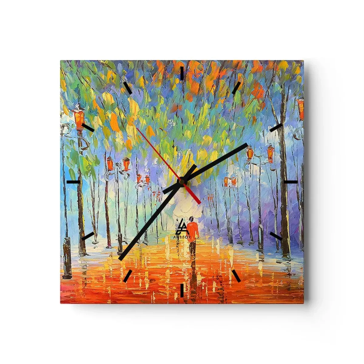 Wall clock - Clock on glass - Night Rain Song - 30x30 cm
