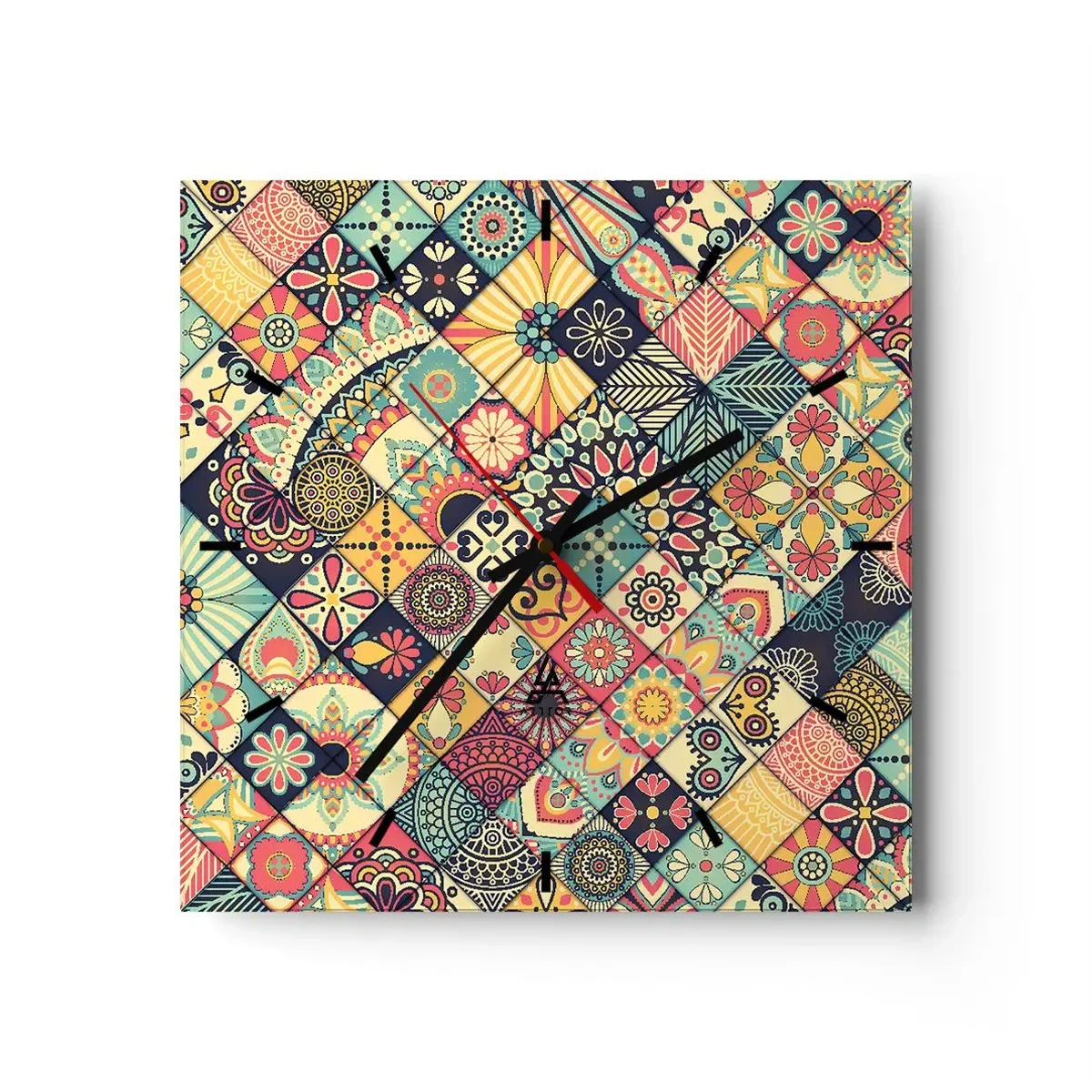 Wall clock - Clock on glass - Moroccan Style - 30x30 cm