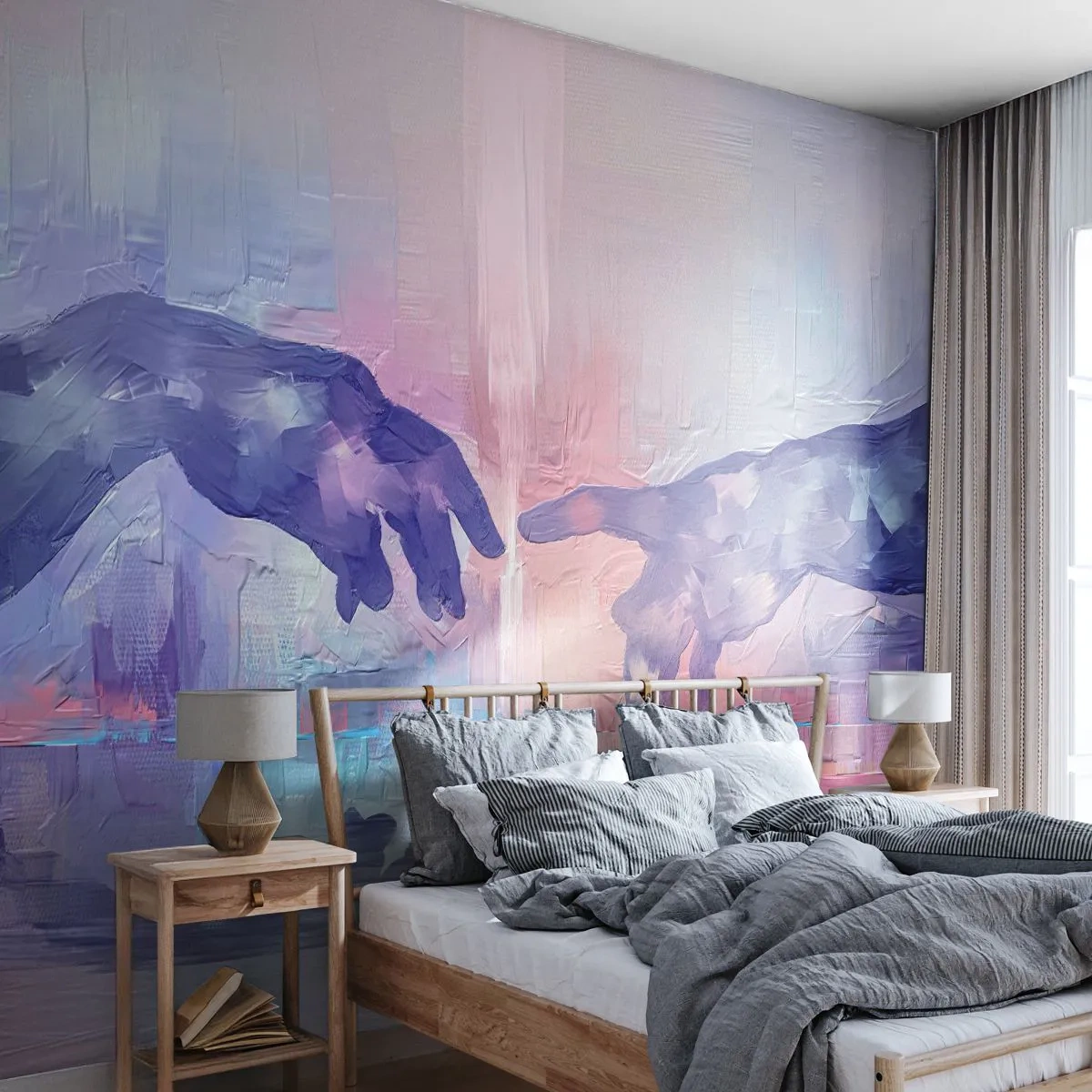 Self-Adhesive Photo Wallpaper Deluxe Sticker - Godly Spark of Life - Hands, Michelangelo, Piece - 150x105 cm
