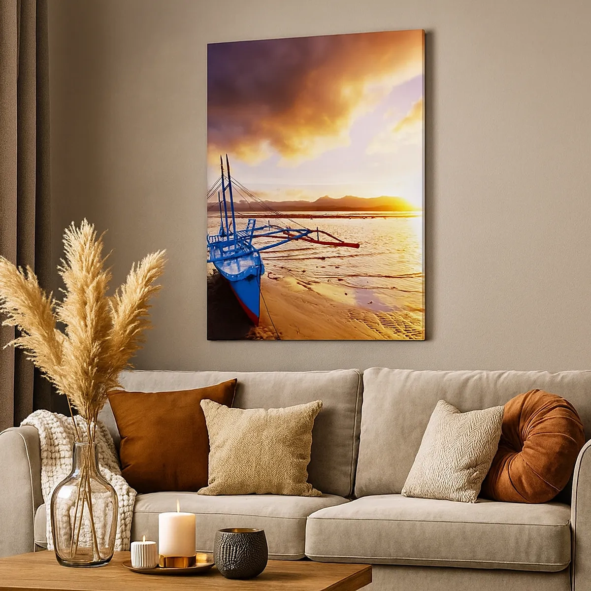 Canvas picture - After a Long Day, Stretching on the Sand - 50x70 cm