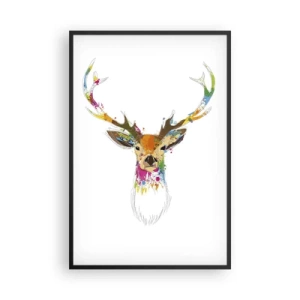 Poster in black frame - Deer Bathed in Colour - 61x91 cm
