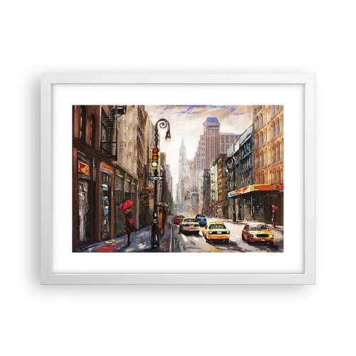 Poster in white frmae - New York - Colourful in Rain - 40x30 cm