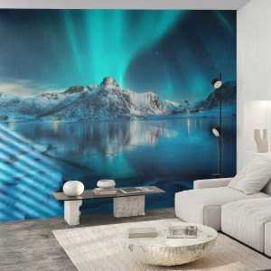Photo Wallpaper Standard Eco - The Night of Light - Northern lights, Norway, Landscape - 200x140 cm