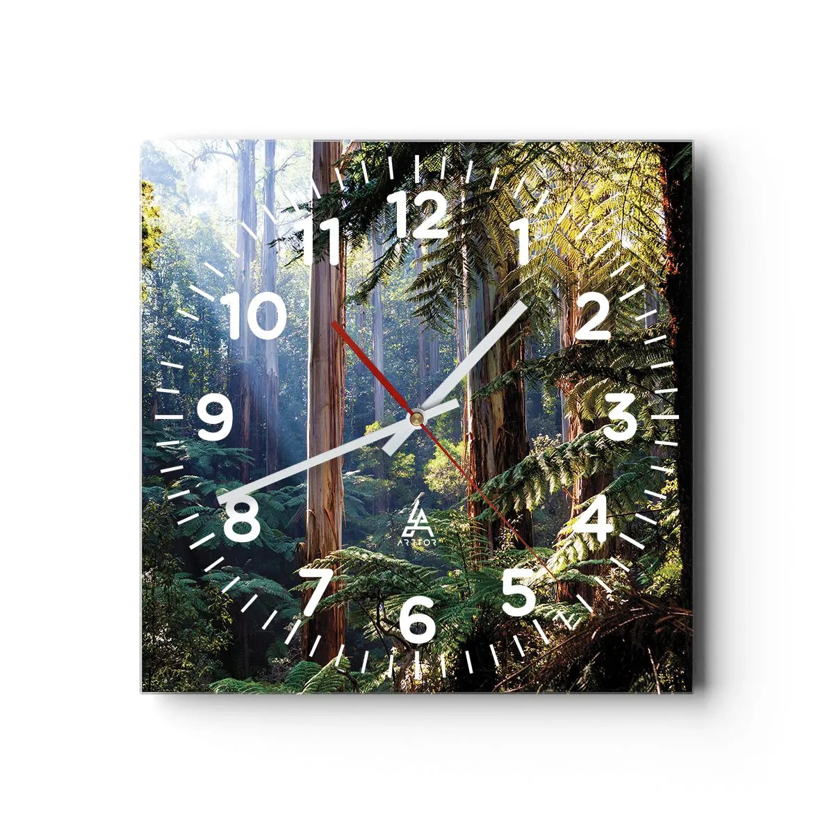 Wall clock - Clock on glass - Tale of a Forest - 40x40 cm