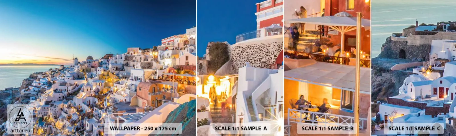 Photo Wallpaper Sample Standard Eco - Essence of Greekness - Santorini, Architecture, Greece - 100x30 cm