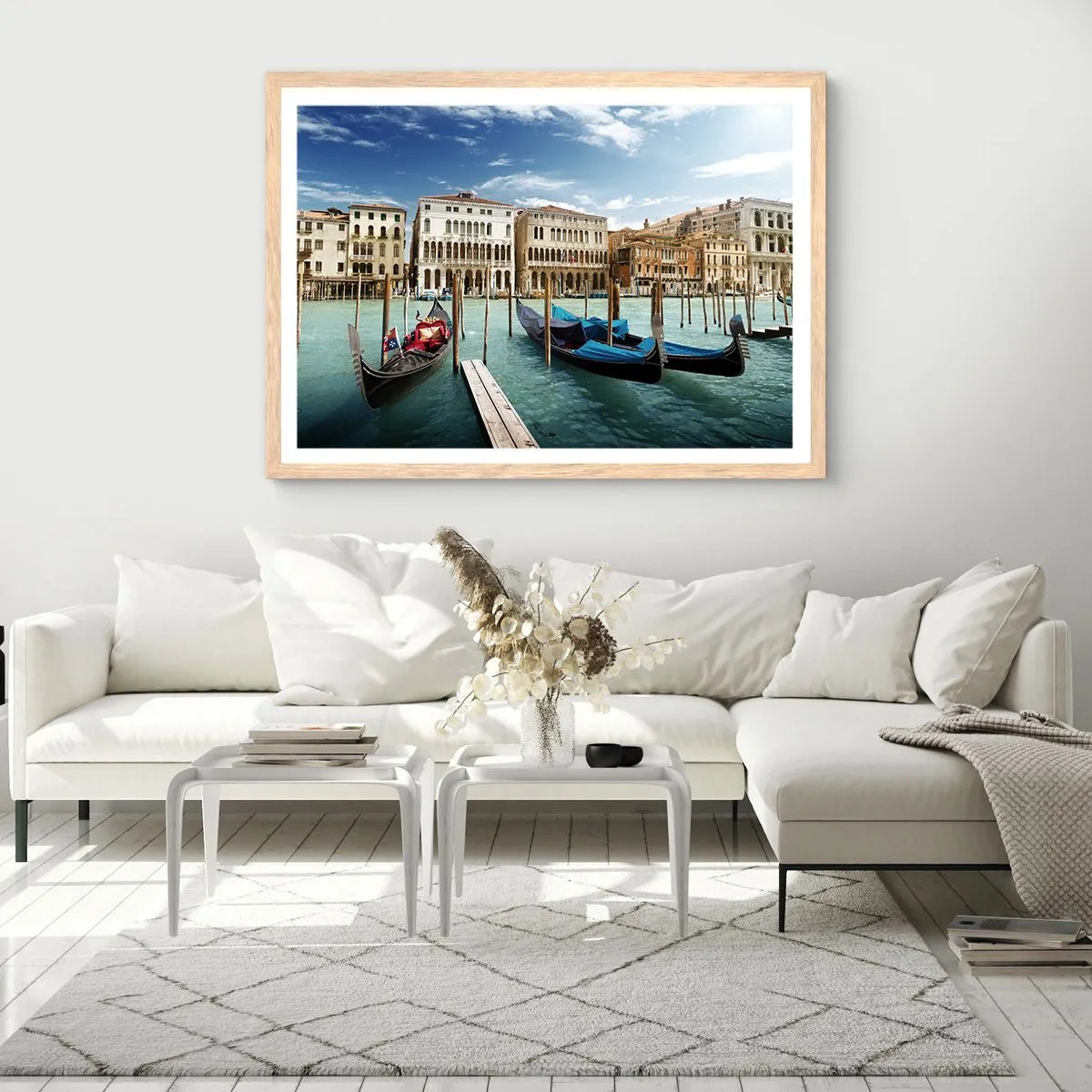 Poster in light oak frame - Palaces in Blue - 70x50 cm