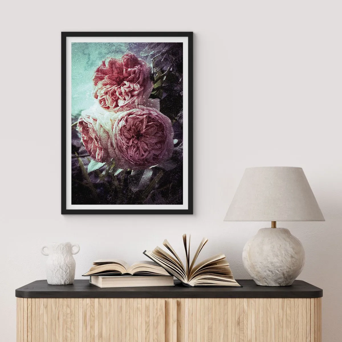 Poster in black frame - In a romantic atmosphere - 50x70cm - In Romantic Atmosphere - Modern wall decoration for the living room and bedroom ARTTOR