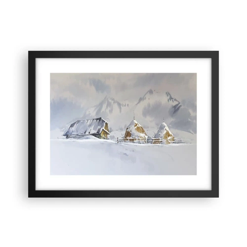 Poster in black frame - In a Snowy Valley - 40x30 cm