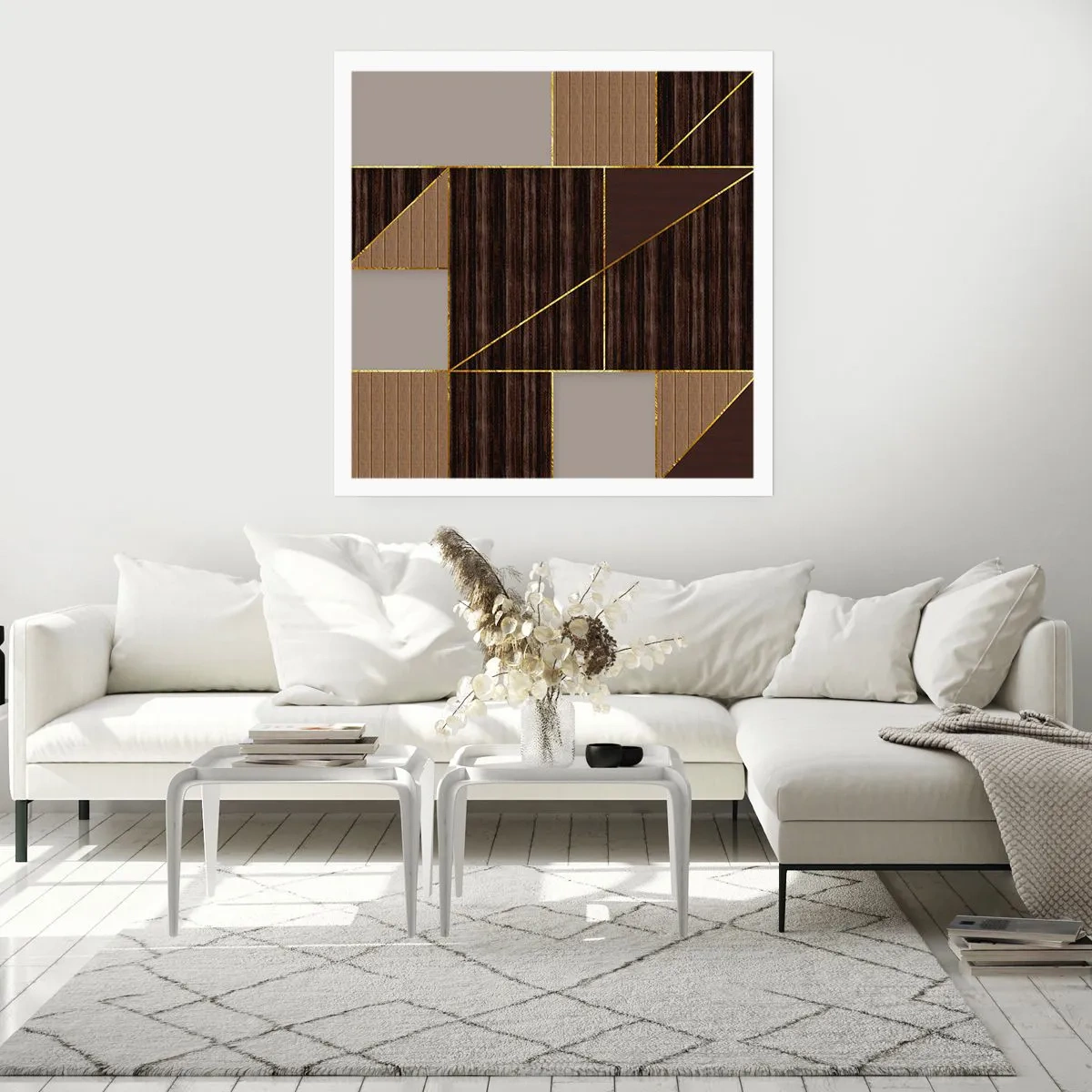 Poster - Mosaic of Brown and Gold - 50x50 cm