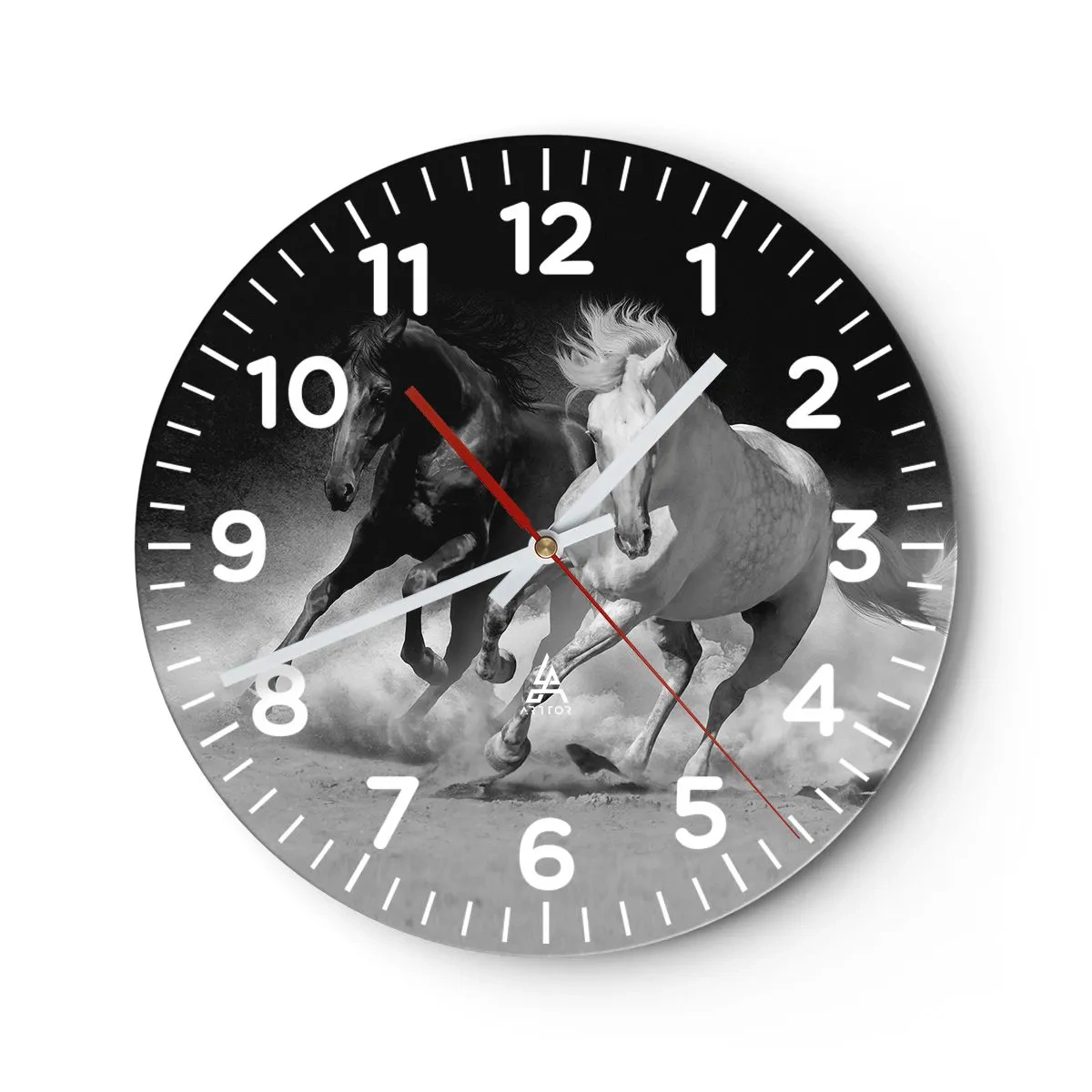Wall clock - Clock on glass - Gallop of Freedom - 30x30 cm