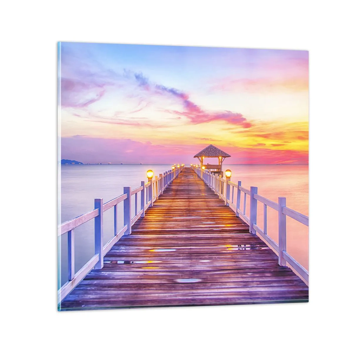 Glass picture - Lilac and Gold Silence of an Evening - 40x40 cm