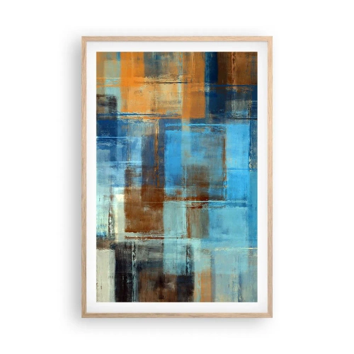 Poster in light oak frame - Through Blue Curtain - 61x91 cm