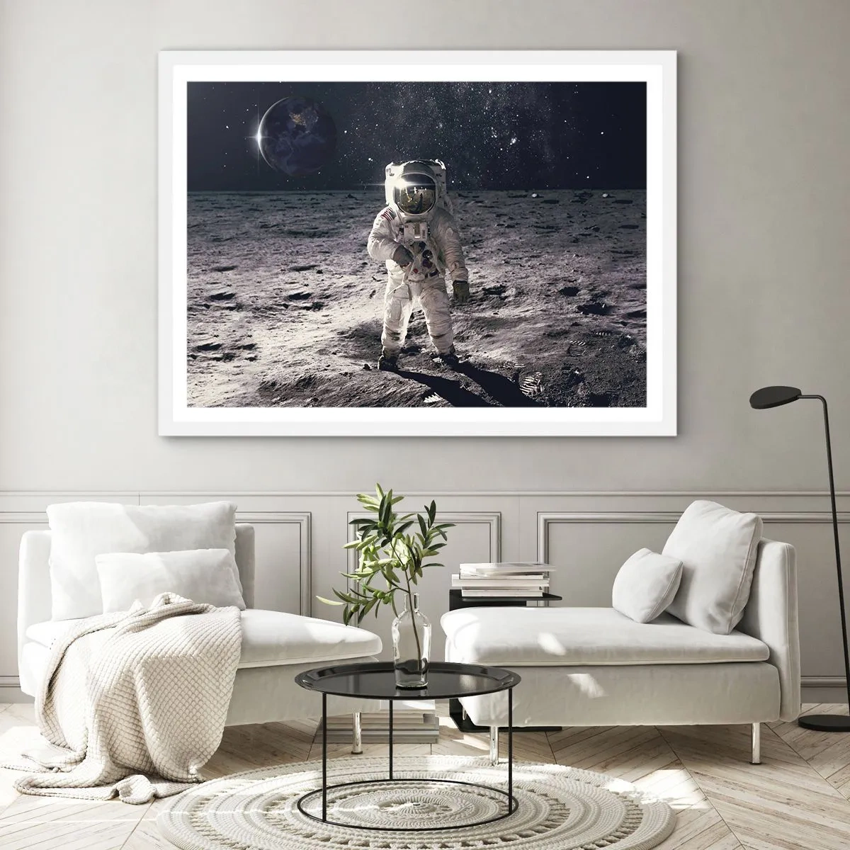 Poster in white frmae - Greetings from the Moon - 70x50 cm