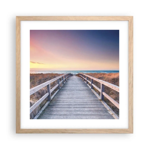 Poster in light oak frame - Baltic Evening Aurora - 40x40 cm