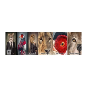Photo Wallpaper Sample Self-Adhesive Deluxe Sticker - What Am I Doing?! - Abstraction, Dog, Bird - 100x30 cm