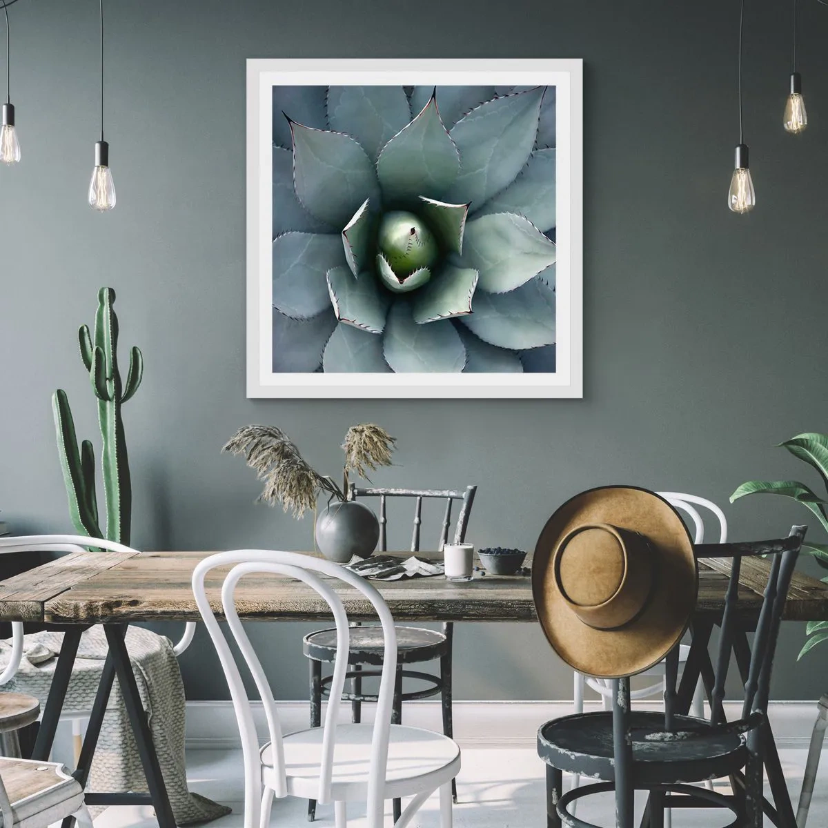 Poster in white frmae - Attracts and Warns - 40x40 cm