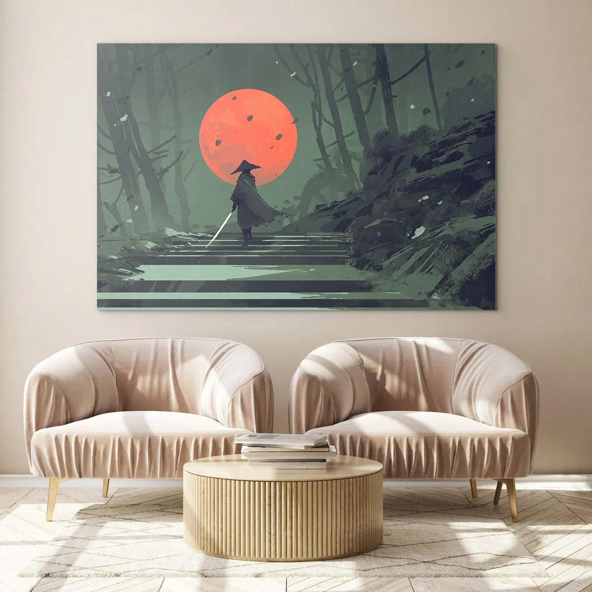 Glass picture - Red Moon Warrior - 120x80 cm
