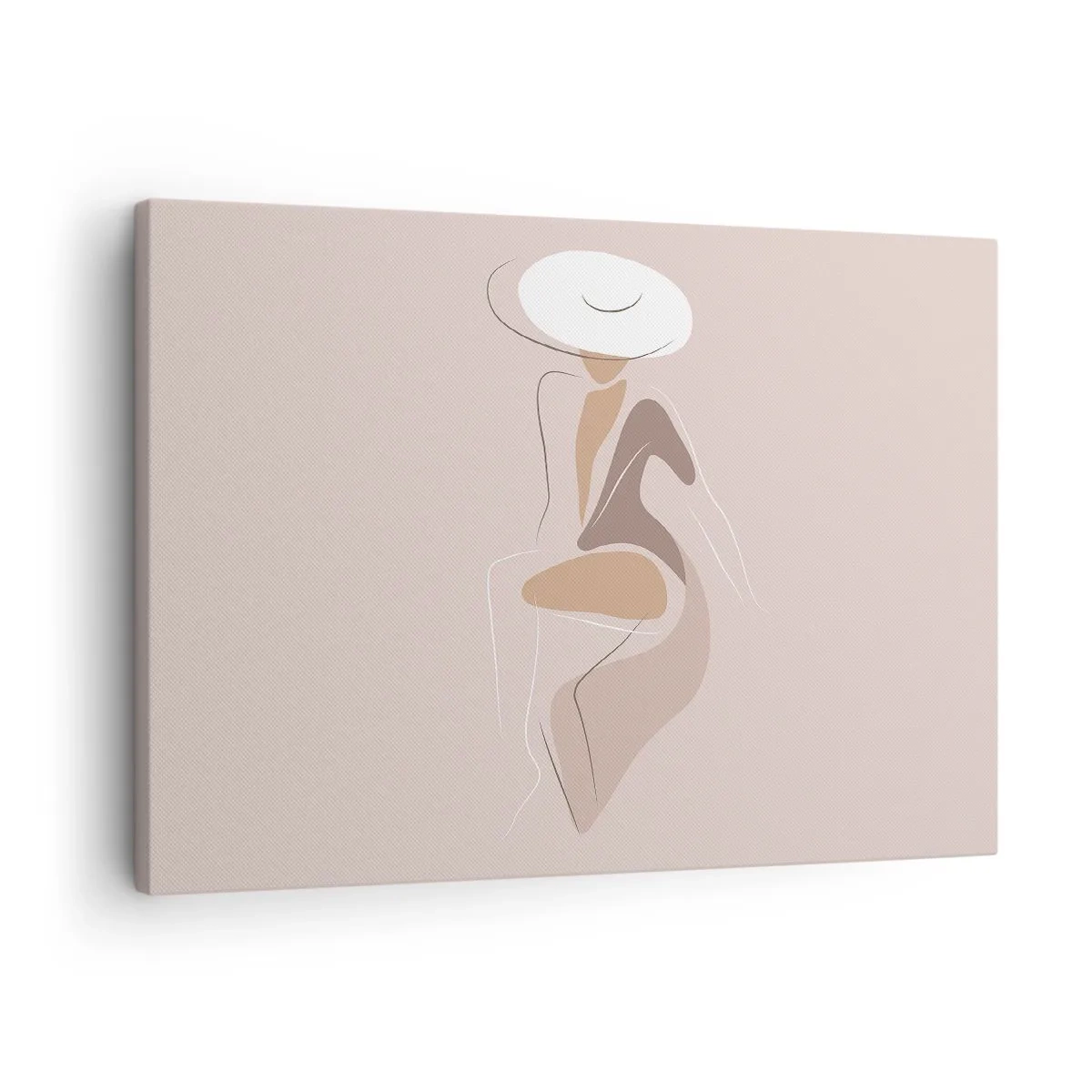 Canvas picture - Minimalist silhouette of a woman in a hat - 70x50cm - Being a Lady - Modern wall decoration for the living room and bedroom ARTTOR